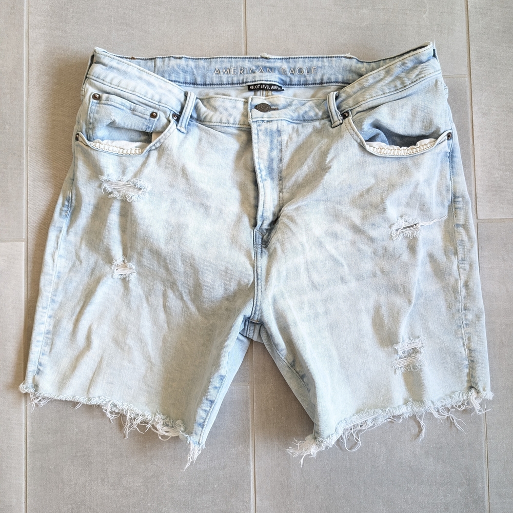 American Age Light Blue Distressed Jean Shorts